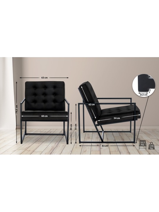 Lehátko Avon velvet, čierna