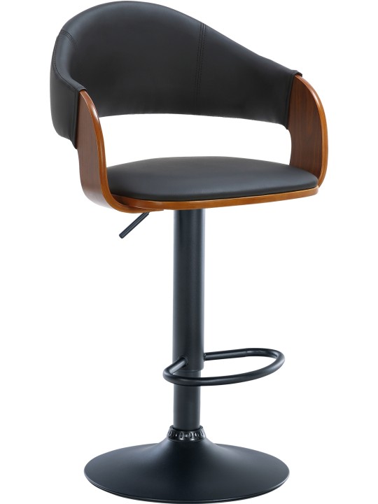 Barová stolička Nilse imitácia kože, orech/čierna