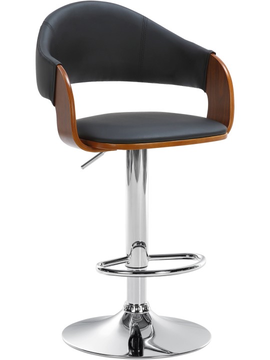 Barová stolička Nilse umelá koža chróm, orech/čierna