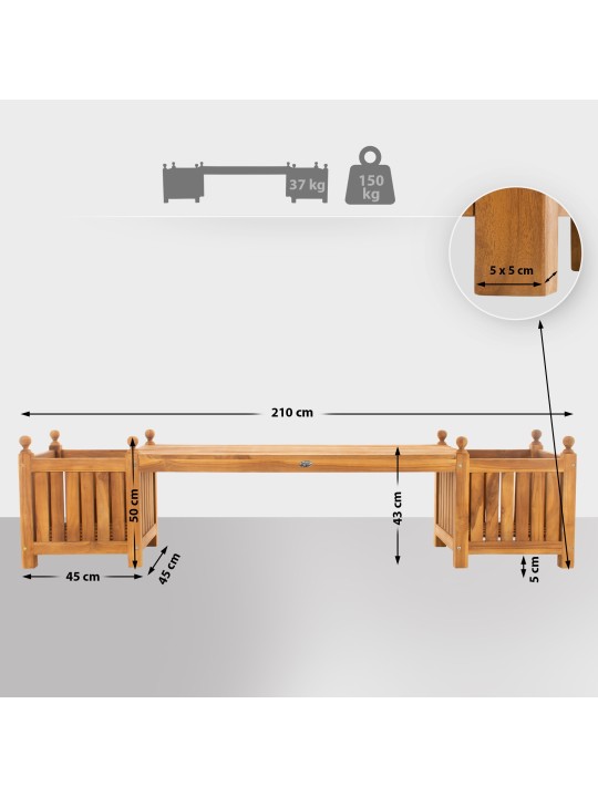 Teaková lavica Boston, teak