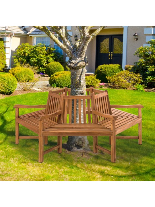 Lavička na strom Sonja s podrúčkami 200 cm, teak