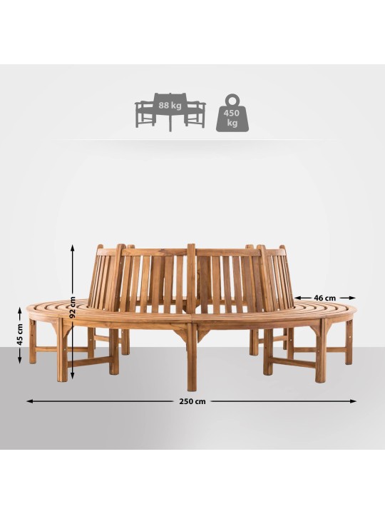 Lavica na strom Novum okolo 250 cm, teak