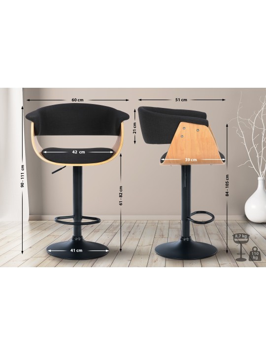 Barová stolička Vestal látka, prírodná/čierna