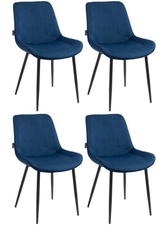 Sada 4 jedálenských stoličiek Victoria velvet, modrá