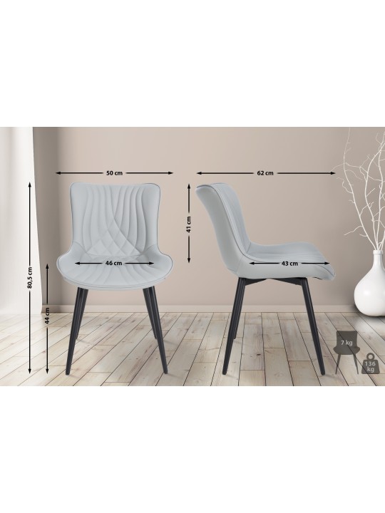 Stolička Brady imitácia kože, sivá