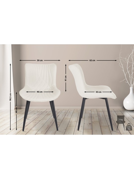 Stolička Brady velvet, krémová