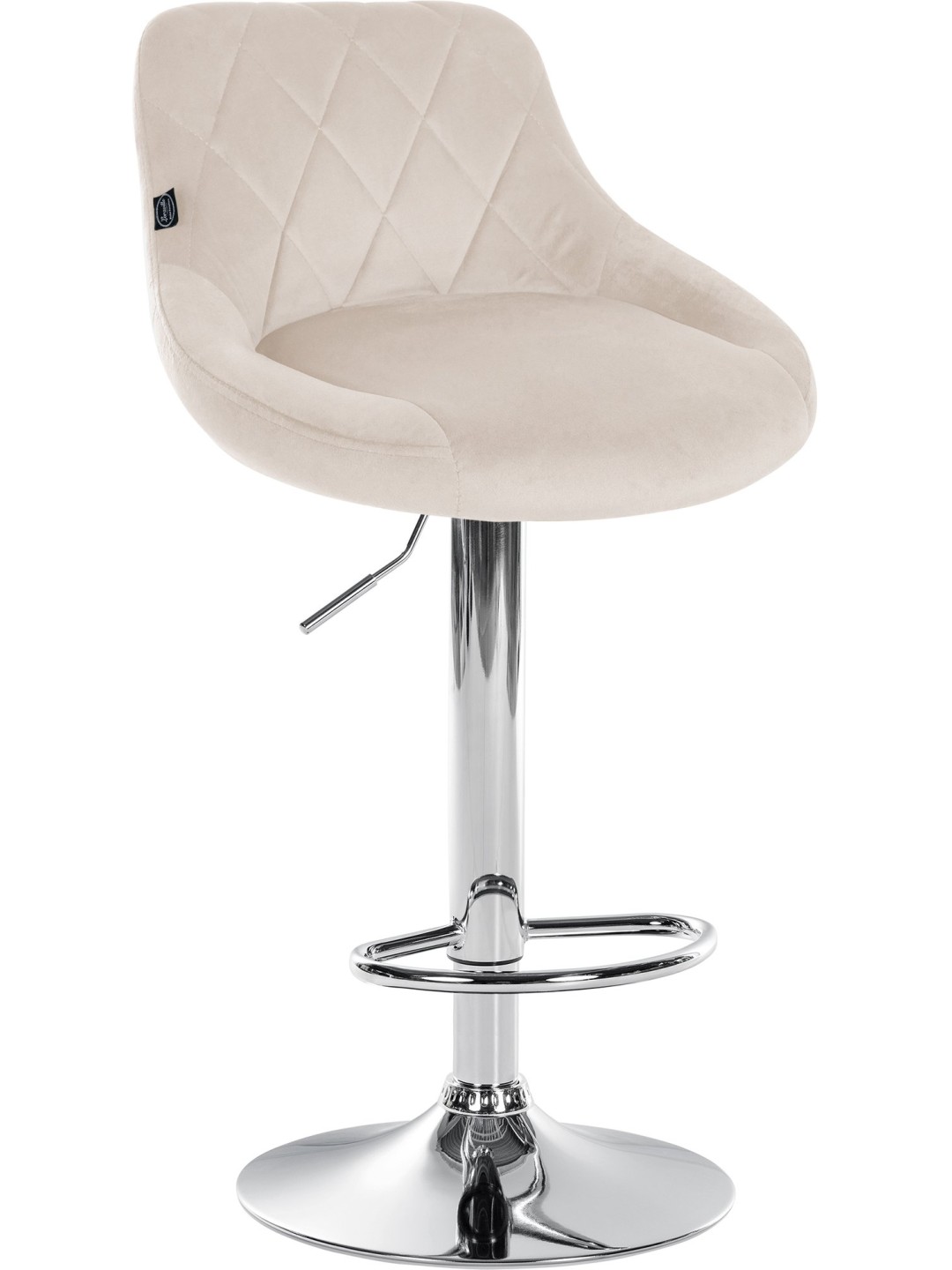 Barová stolička Lazio zamatový chróm, krémová
