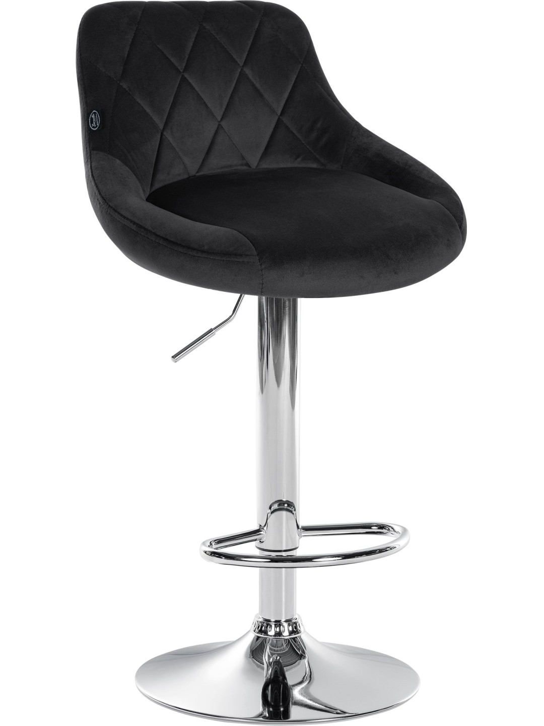 Barová stolička Lazio zamatový chróm, čierna