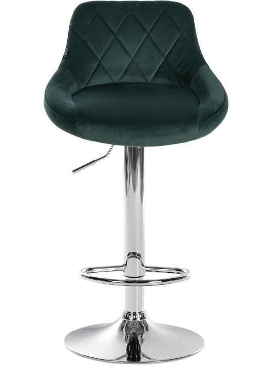 Barová stolička Lazio zamatový chróm, tmavozelená