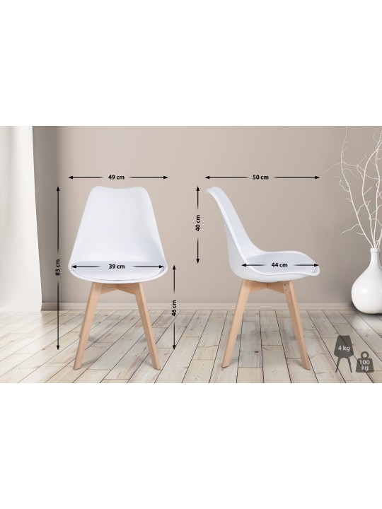 Sada 6 ks jedálenských stoličiek Ramsey, biela