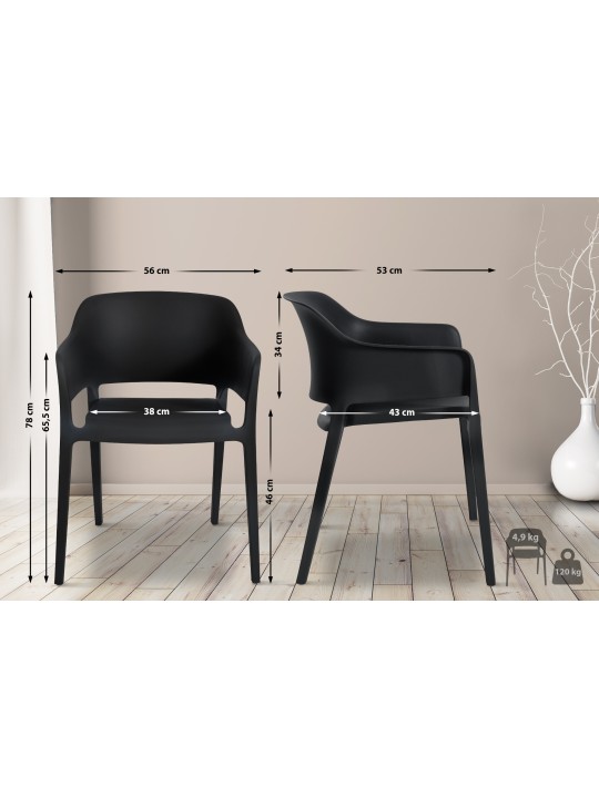 Stohovacia stolička Puebla, čierna