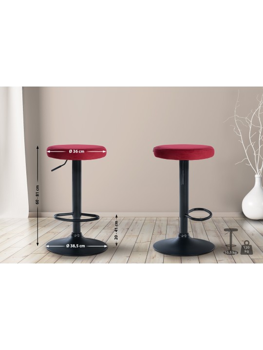 Barová stolička Ponte velvet, červená
