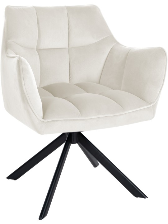 Hojdacia zamatová jedálenská stolička, krémová