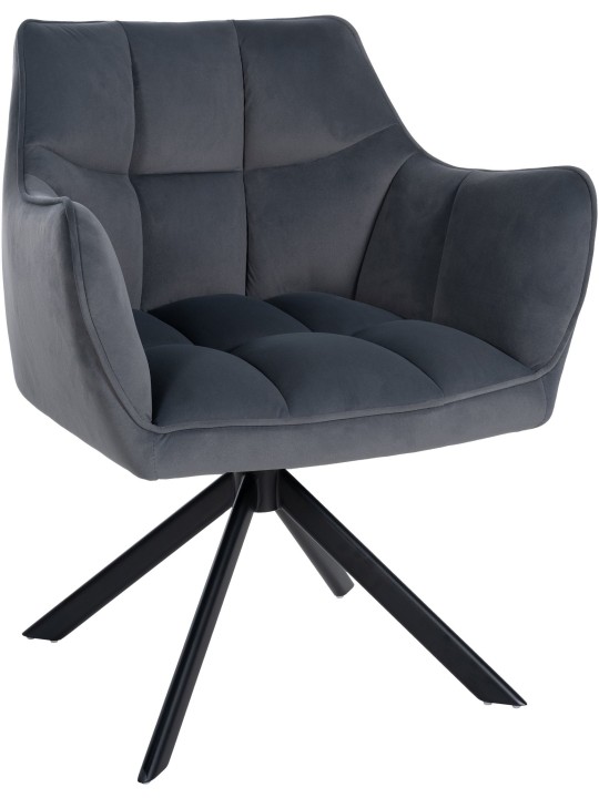 Hojdacia zamatová jedálenská stolička, tmavosivá