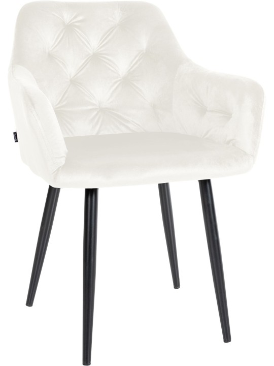 Zamatová jedálenská stolička Stanley, krémová