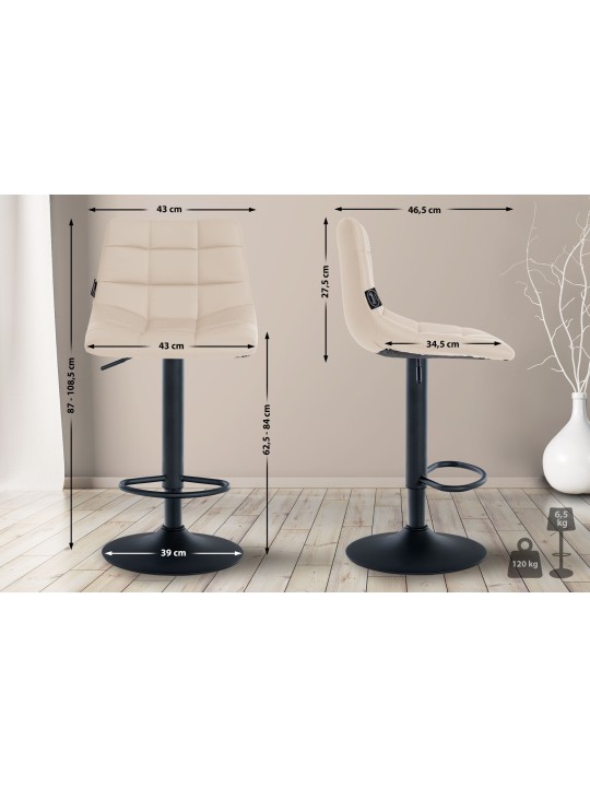 Sada 2 barových stoličiek Jerry z umelej kože, krémová
