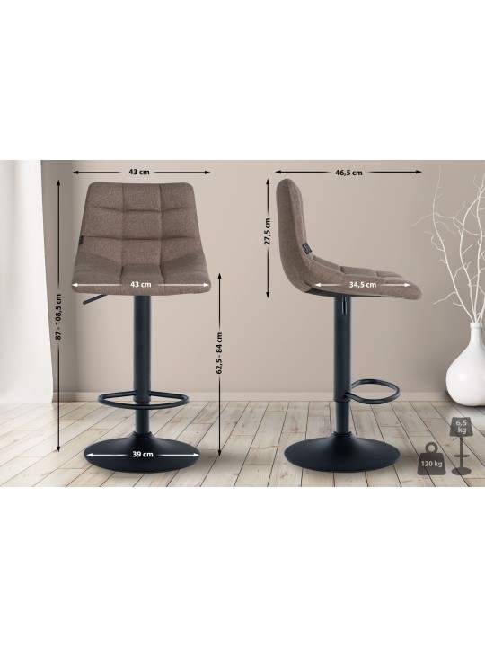 Sada 2 barových stoličiek Jerry fabric, šedohnedá