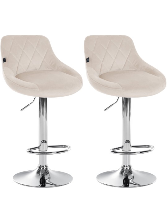 Sada 2 barových stoličiek Lazio zamatový chróm, krémová