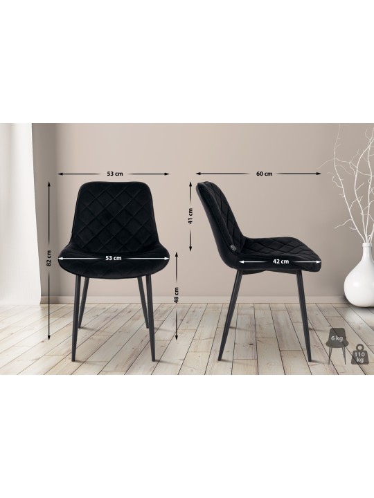 Sada 4 stoličiek Springs Velvet, čierna