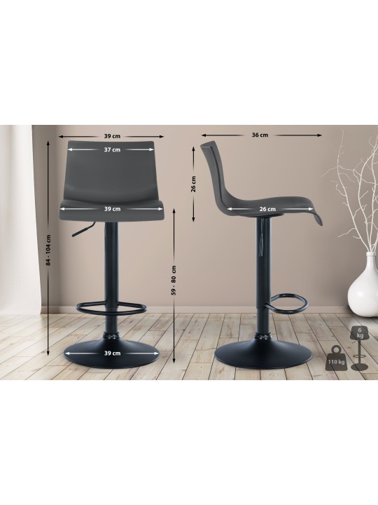 Barová stolička Branford plastová, sivá