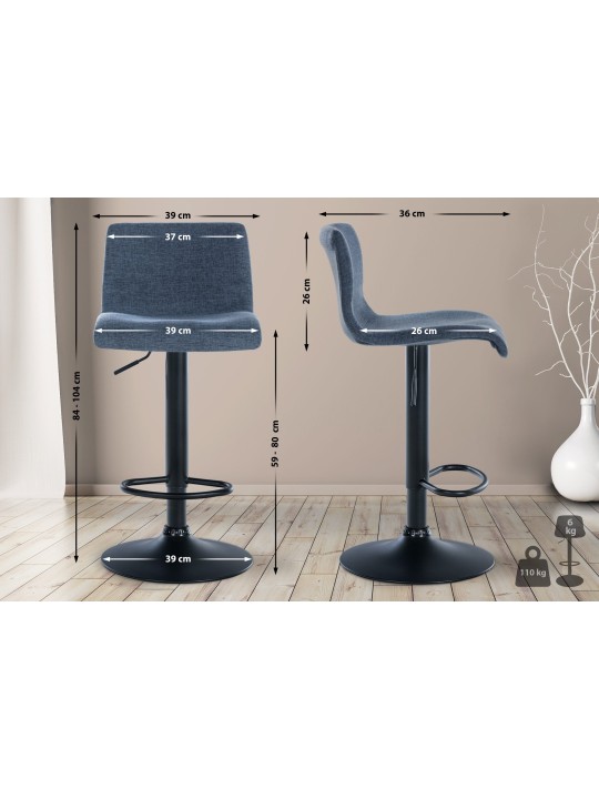 Barová stolička Branford látka, modrá Barová stolička Branford látka, modrá