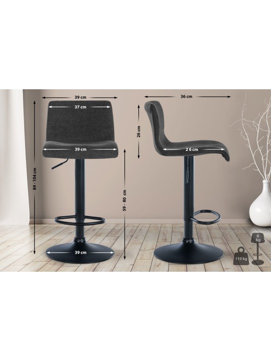 Barová stolička Branford látka, tmavosivá