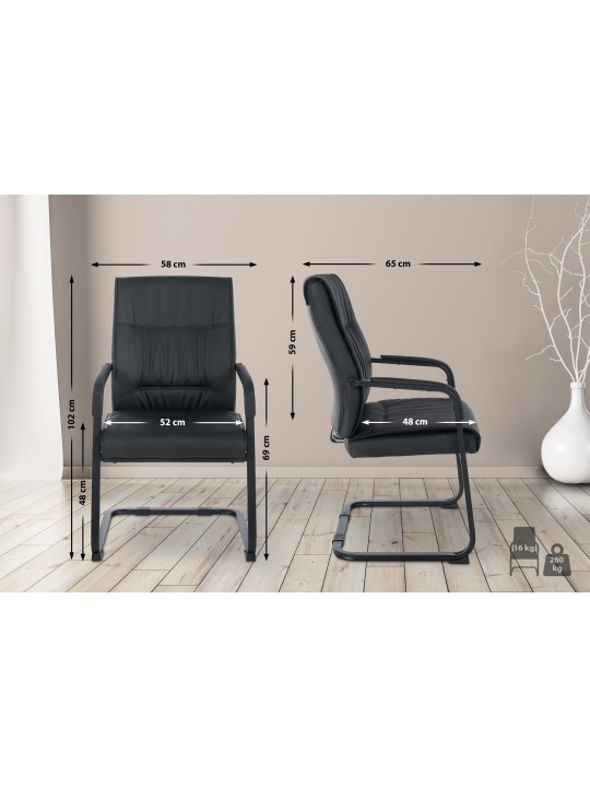 XL stolička pre návštevníkov Anubis, čierna/čierna XL stolička pre návštevníkov Anubis, čierna/čierna