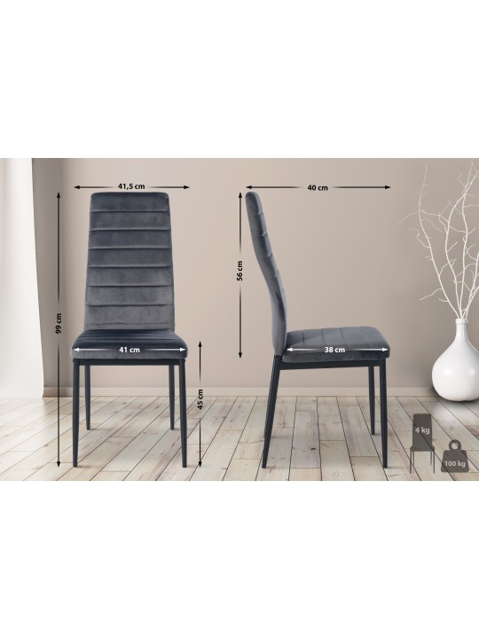 Stolička do jedálne Mayfair velvet, sivá