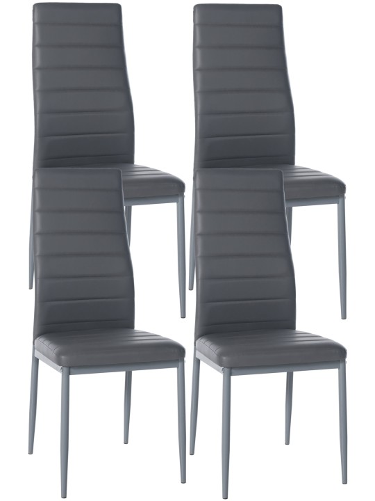 Sada 4 jedálenských stoličiek Mayfair z umelej kože, sivá