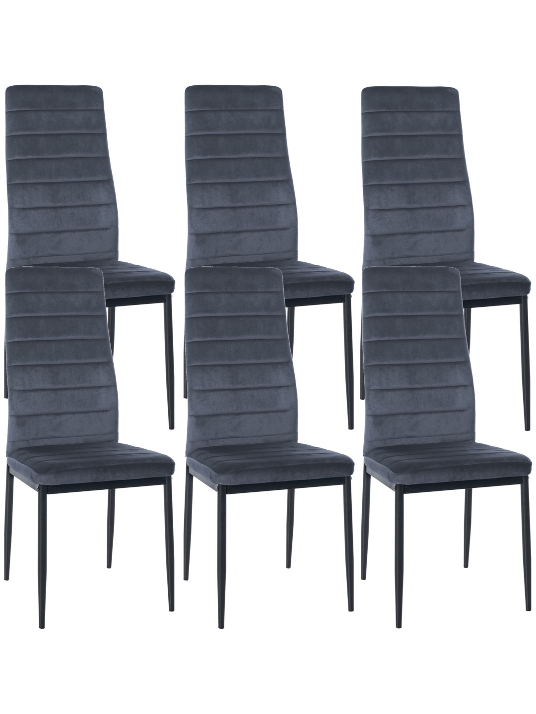 Sada 6 ks jedálenských stoličiek Mayfair velvet, svetlosivá