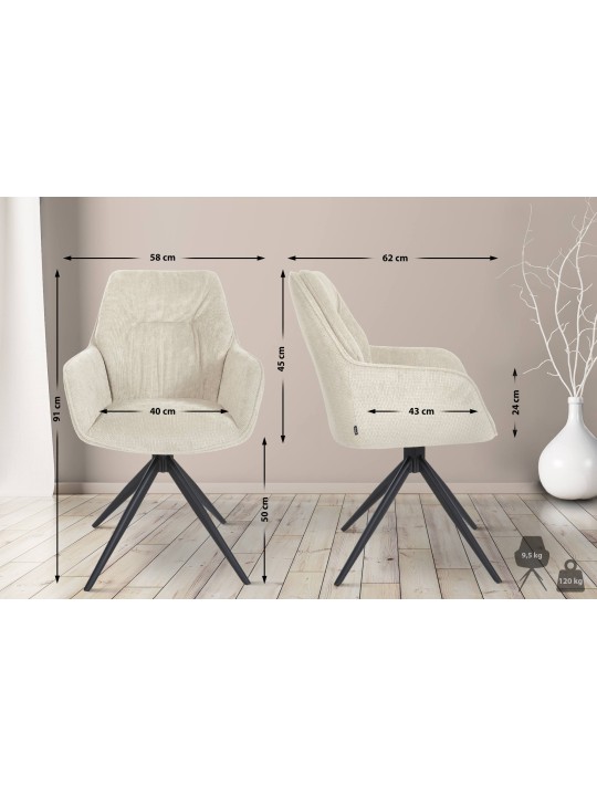 Jedálenská stolička Jules látka, krémová