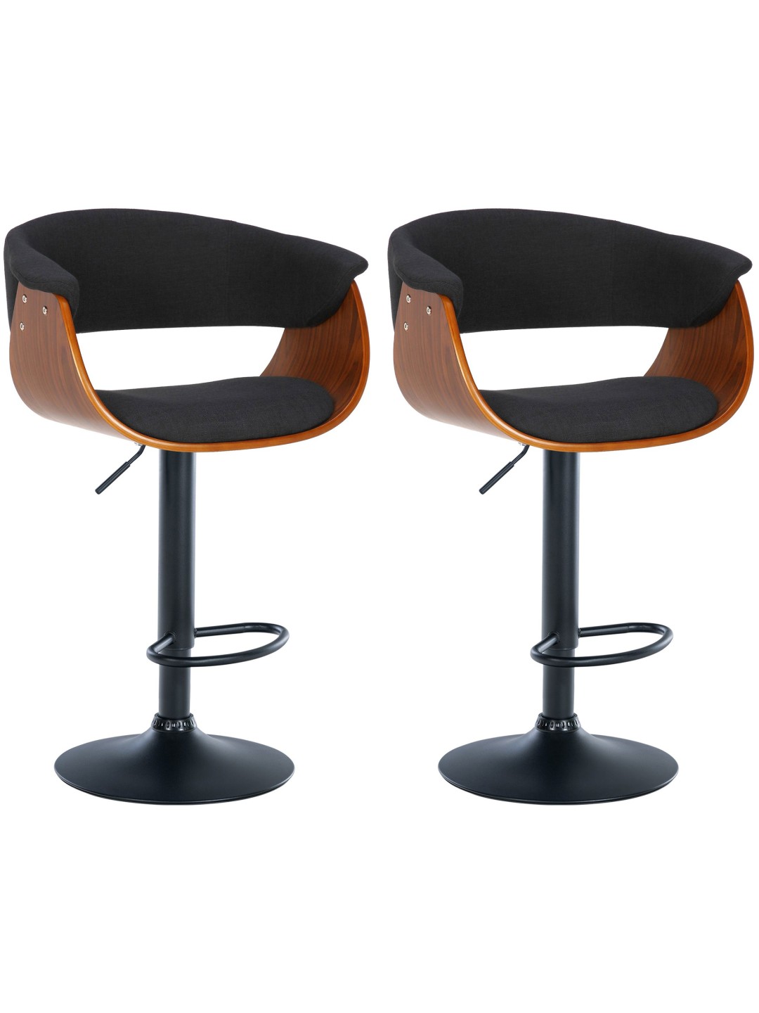 Sada 2 barových stoličiek Vestal látka, orech/čierna