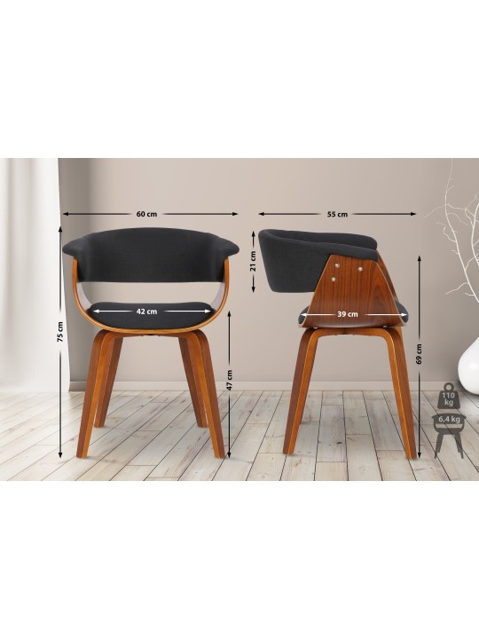 Sada 2 stoličiek látka Bruce, orech/čierna