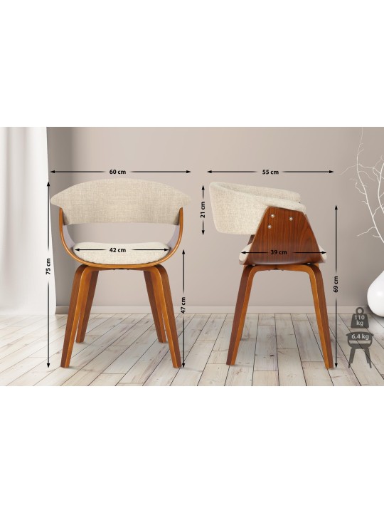 Sada 2 stoličiek látka Bruce, orech/krémová