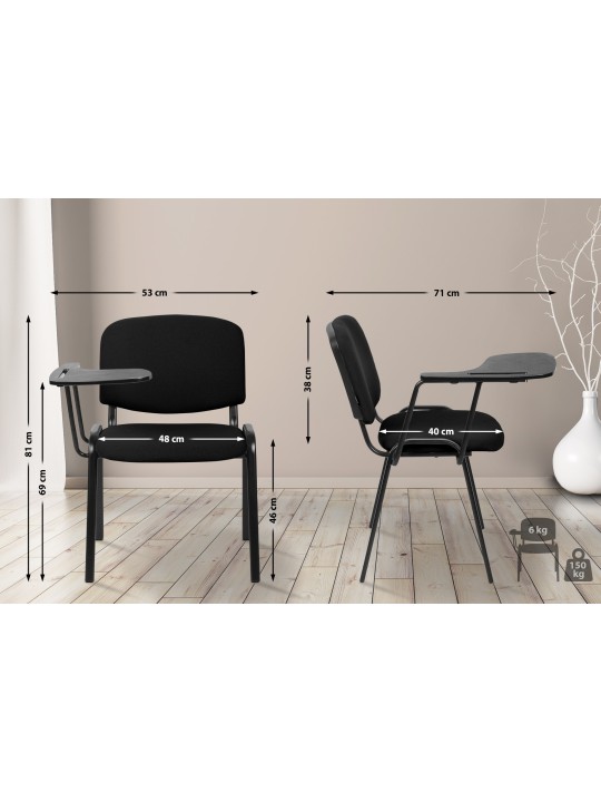 Stolička Ken XL so skladacím stolom, čierna