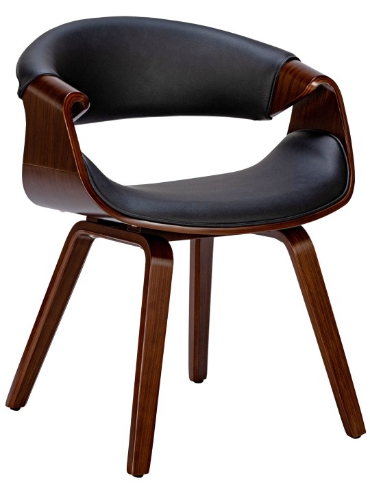 Jedálenská stolička Foley z umelej kože, orech/čierna