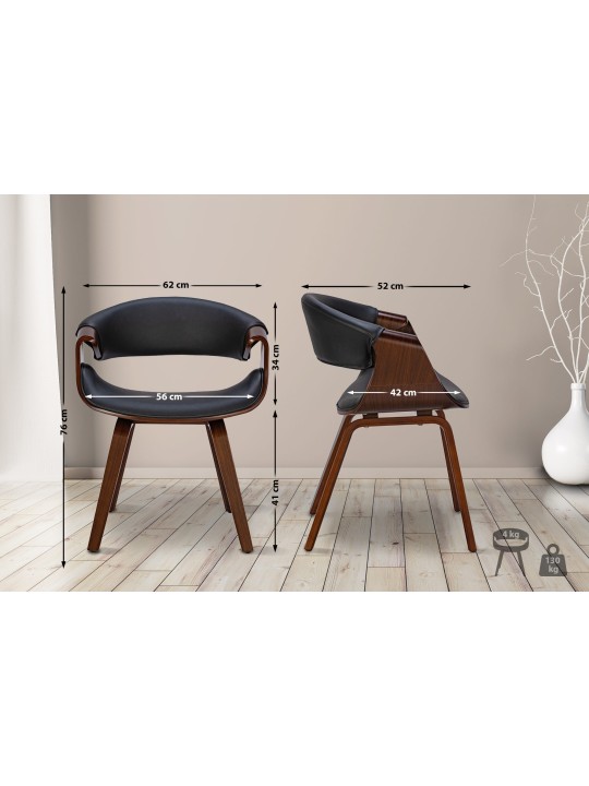 Jedálenská stolička Foley z umelej kože, orech/čierna