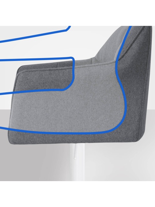 Barová stolička Damaso W filc, sivá