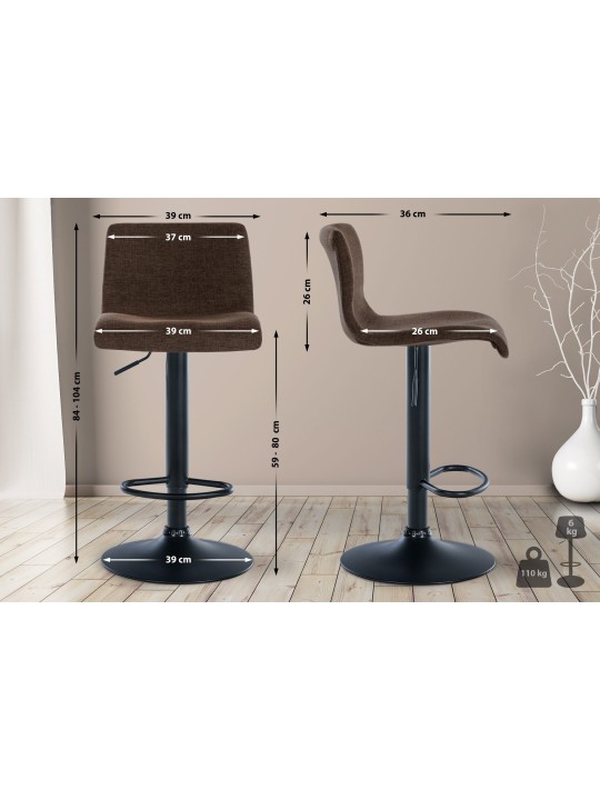 Sada 2 barových stoličiek Branford látka, hnedá