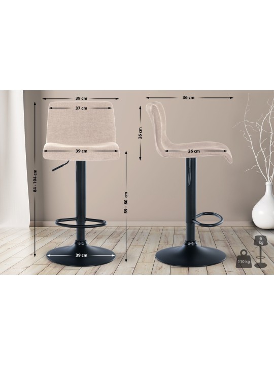 Sada 2 barových stoličiek Branford látka, krémová