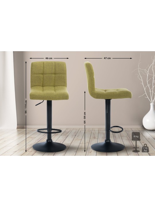 Sada 2 barových stoličiek Calma látka, svetlozelená
