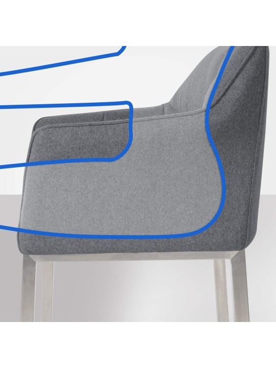 Barová stolička Damaso E filc so 4-stopovým rámom, sivá