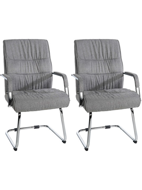 Sada 2 návštevníckych stoličiek látka Sievert, svetlosivá