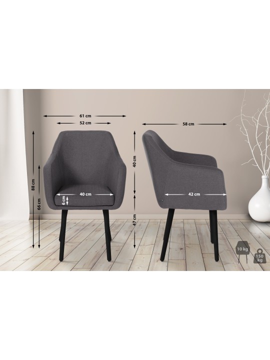 Stolička pre návštevy Utrechtská tkanina, tmavosivá