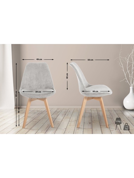 Sada 4 stoličiek Linares Cord, béžová