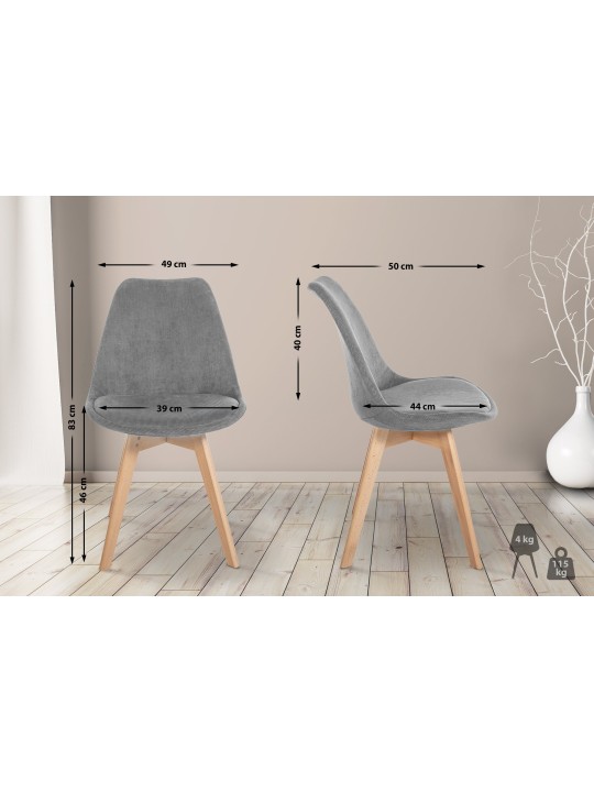 Sada 4 stoličiek Linares Cord, sivá