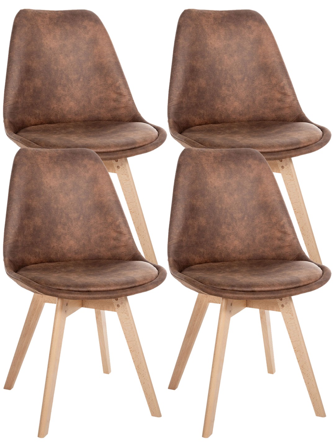 Sada 4 stoličiek Linares Vintage, hnedá