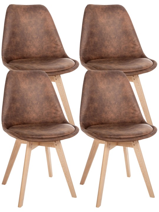 Sada 4 stoličiek Linares Vintage, hnedá