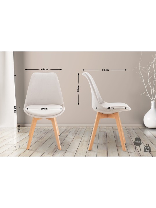 Stolička Linares Velvet, svetlosivá