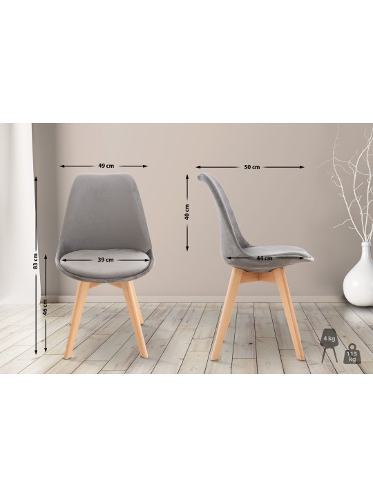 Stolička Linares Velvet, sivá